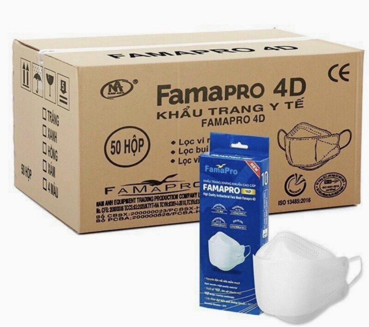 1 thùng 50 hộp 500 cái khẩu trang Famapro 4d Nam Anh khẩu trang kf94 thumbnail