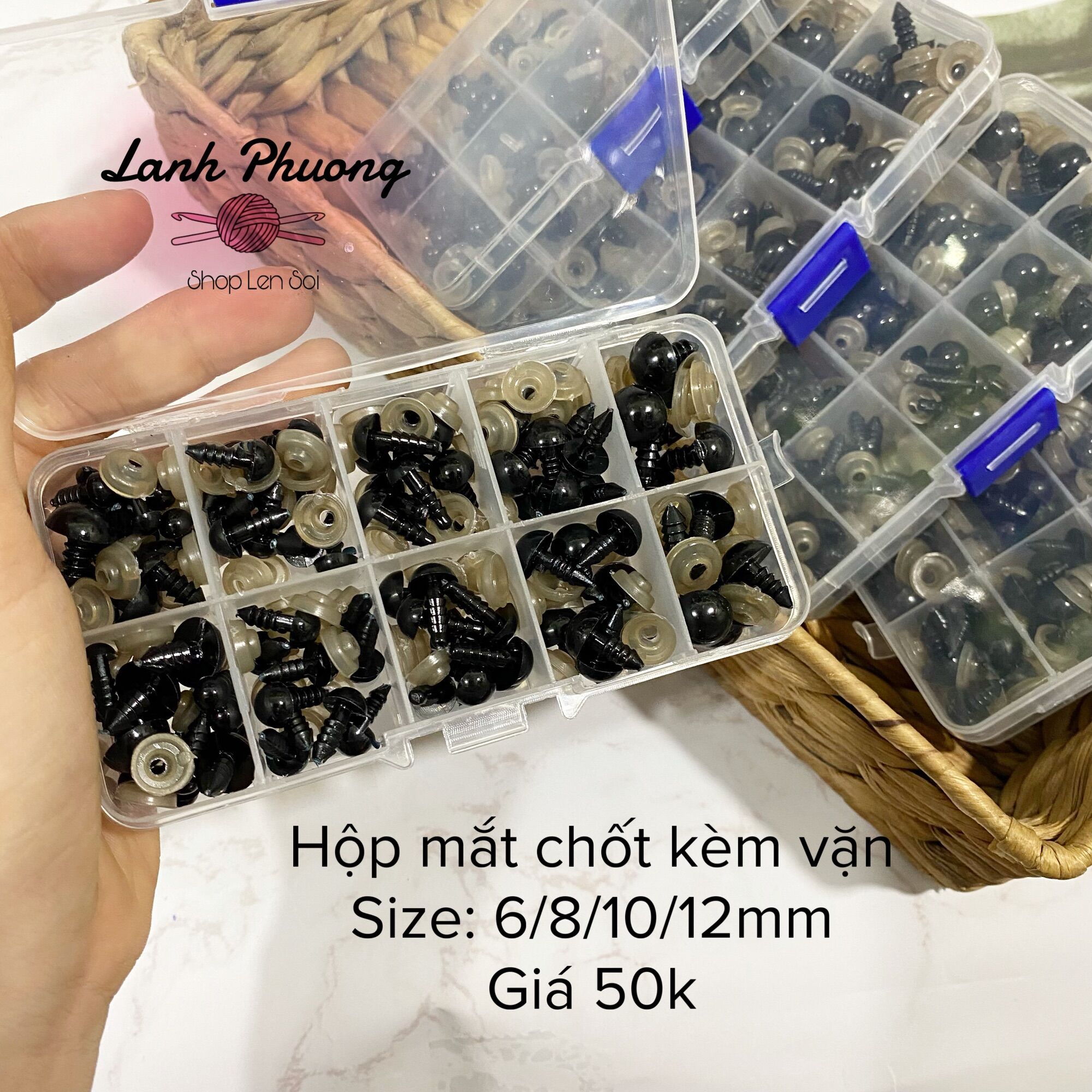 Hộp mắt thú bông gắn chốt kèm chốt vặn