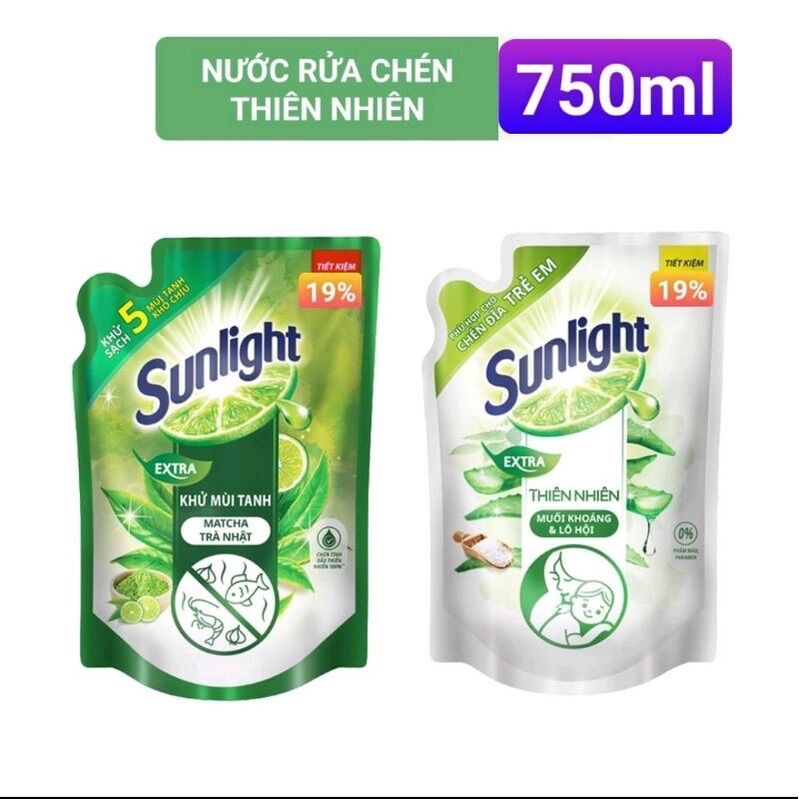 Nước rửa chén Túi Sunlight 750ml trà xanh