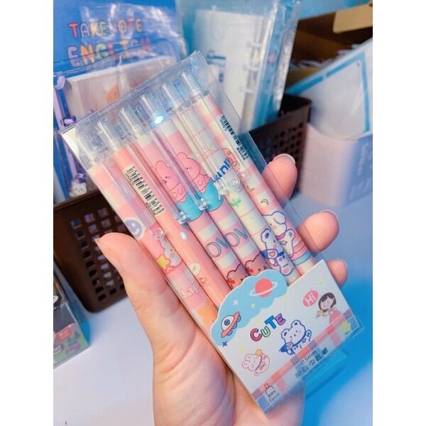 Set 6 bút bi gel cute, bút vô tri