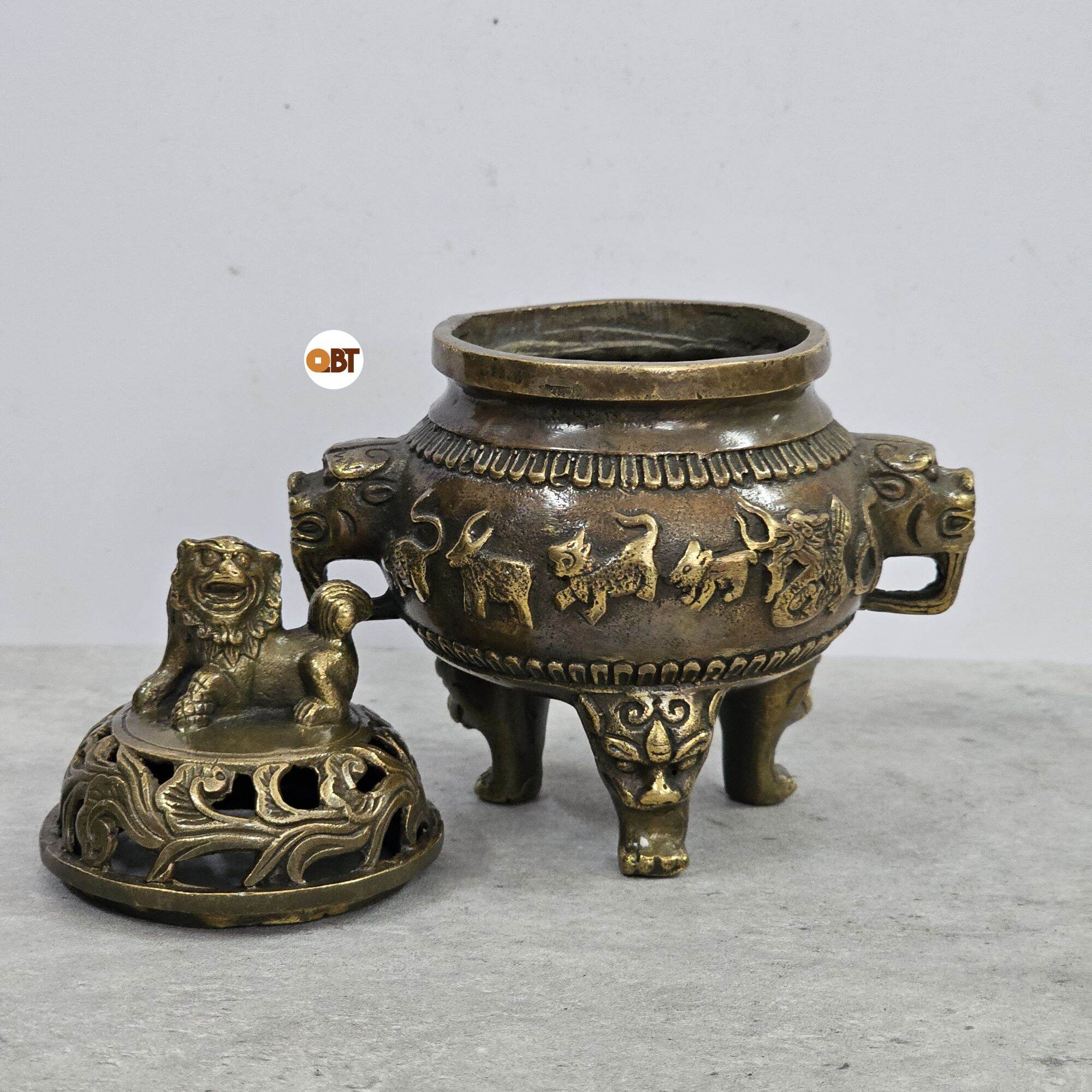 Incense Burning for the 12 Zodiac Animals Made of Bronze
