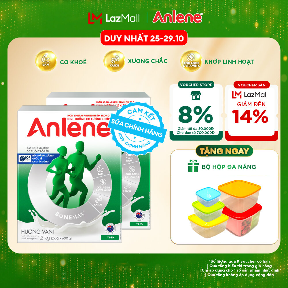 [Voucher giảm đến 26%]Combo 2 Sữa Bột Anlene Hương Vani 1.2Kg