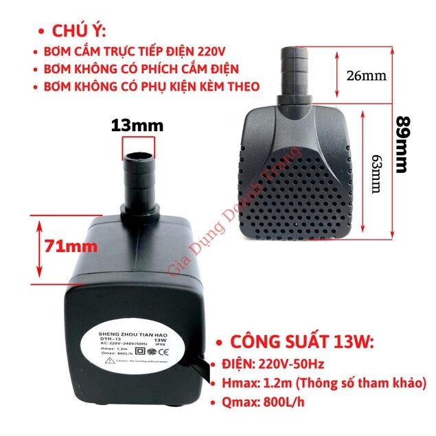 Bơm nước chìm mini 4W ,8W ,13W ,16W ,18W ,25W ,30W điện 220V, Bơm quạt hơi nước, Bể cá thủy sinh, Hòn non bộ