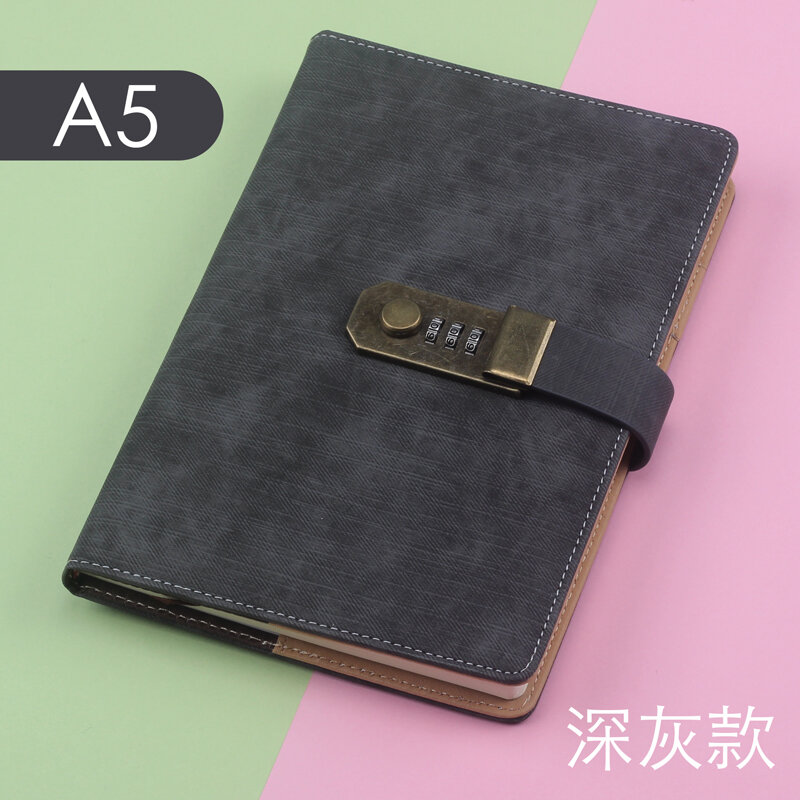 Password-Protected Noteboy Thickened Password Diary with Lock Password Lock Fingerprint College Student Super Thick Notebook Notepad Simple Artistic Retro Encrypted Notebook Creative Girl Exquisite Journal Book