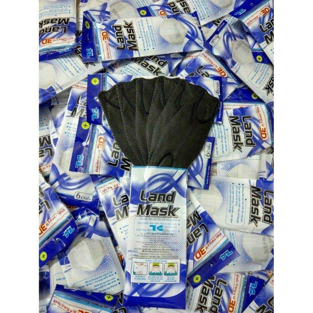 Khẩu Trang 3D Land Mask màu đen bịt 6 cái