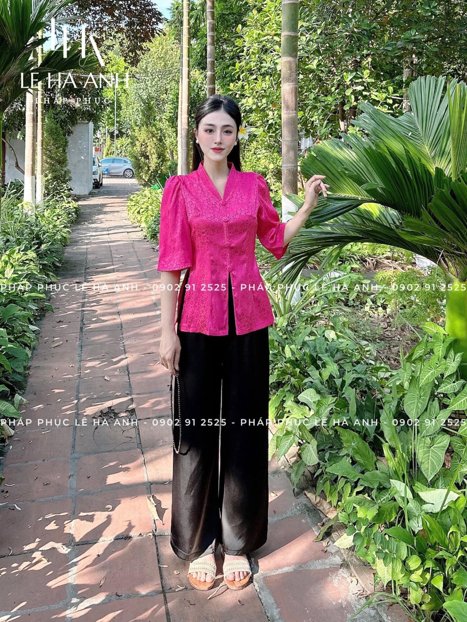Set lam gấm nút bọc xẻ tà cao cấp❤️ Set lam sang trọng đi chùa