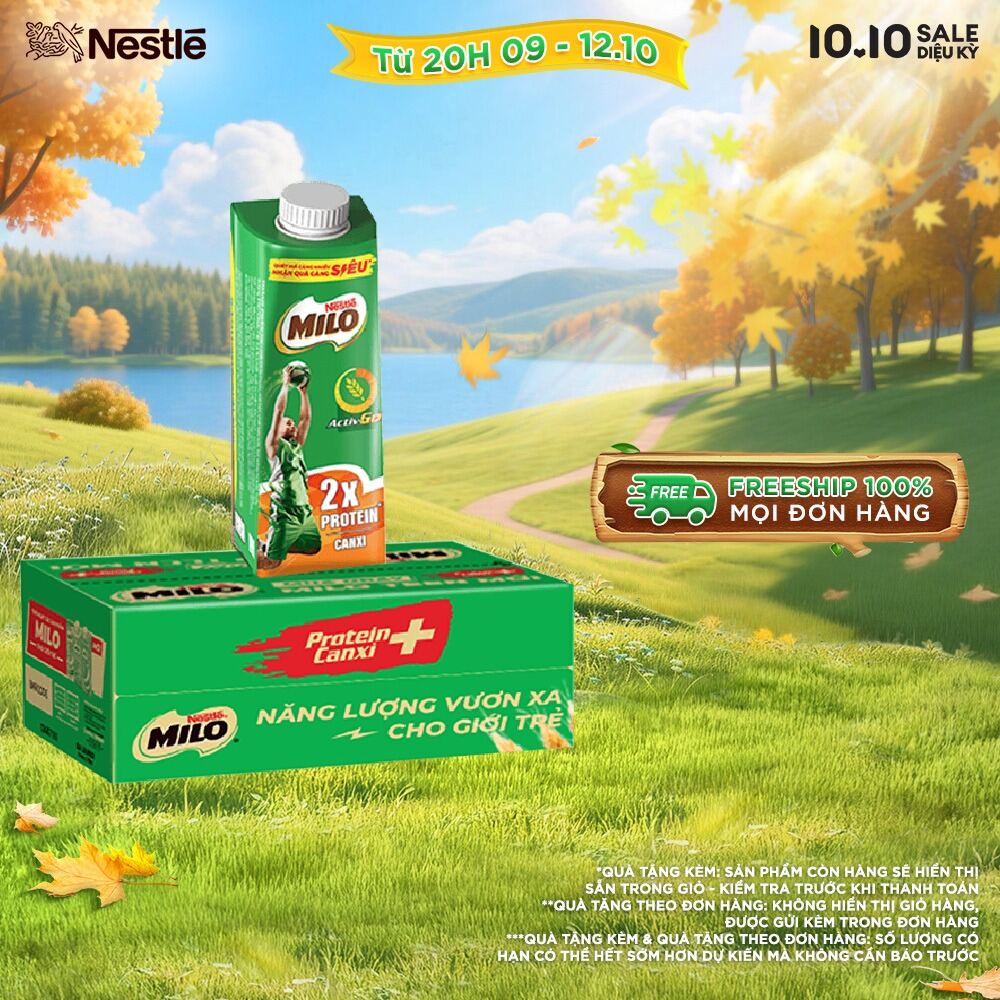 [FREESHIP TOÀN QUỐC] Sữa Lúa Mạch Nestlé® MILO® Teen Protein Canxi Thùng 24 hộp x 210 ml (24x210ml)