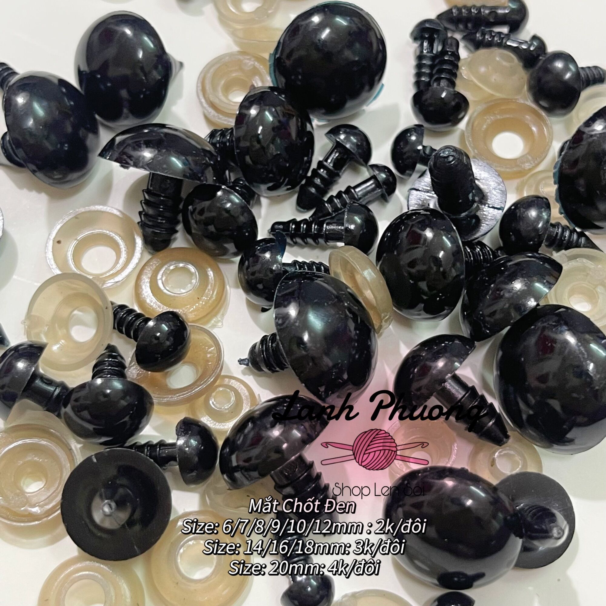 Mắt Thú Đen Chốt Vặn An Toàn (set 10 đôi)
