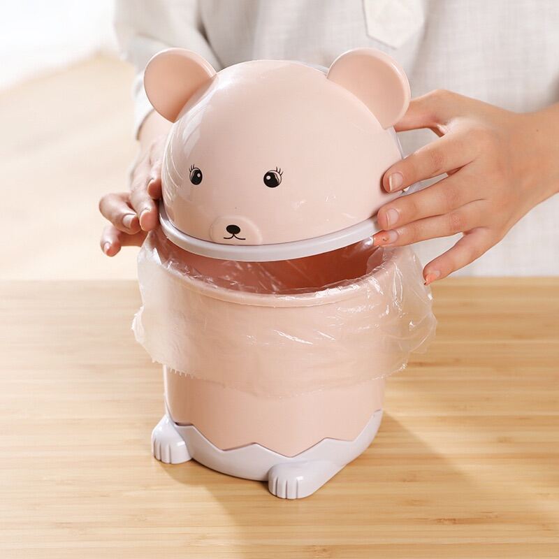 Thùng Rác Mini Nắp Lật Hình Gấu Trúc Dễ Thương ,Để Bàn Học,Bàn Làm Việc