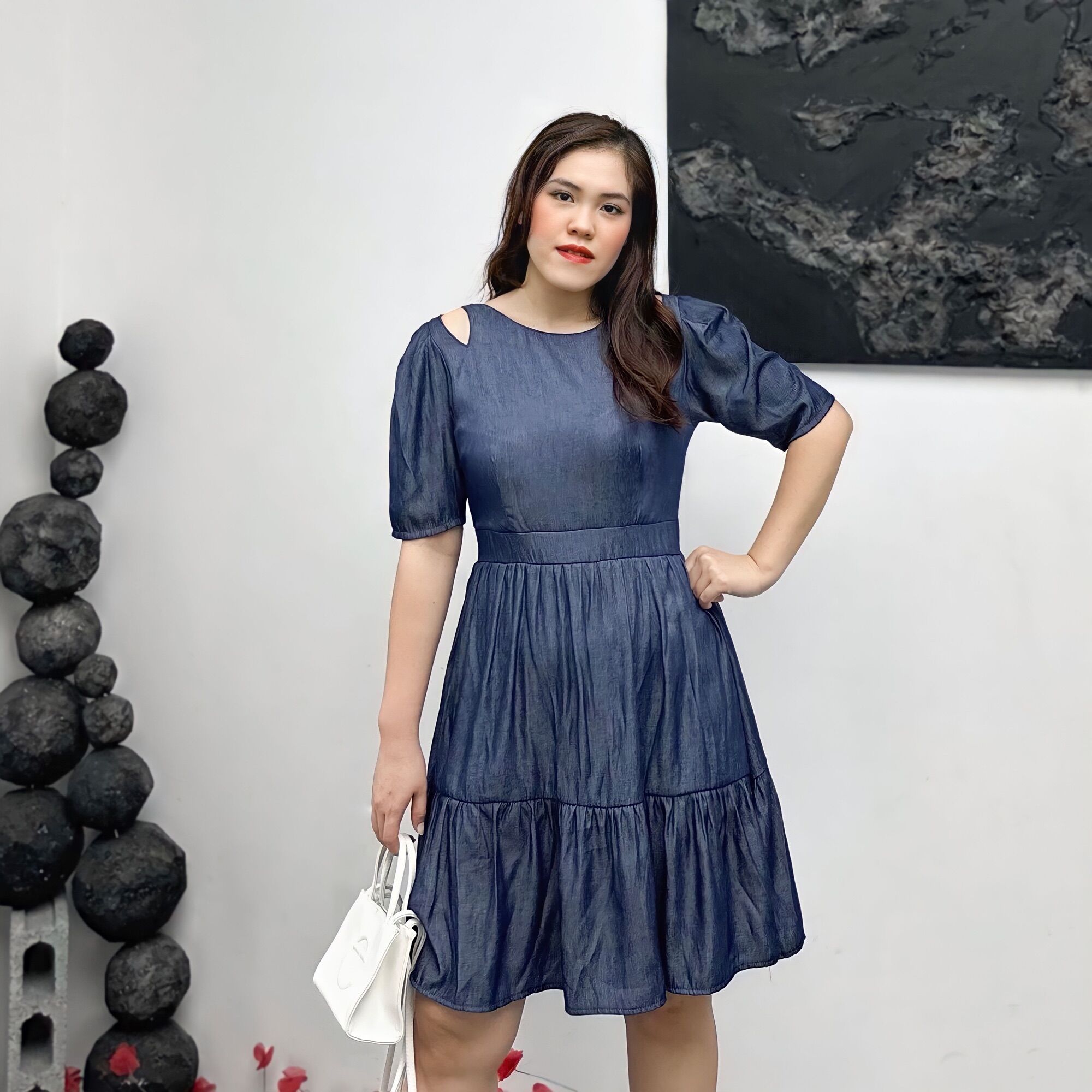 OOTD BIGSIZE | Đầm khoét vai lưng V buộc dây