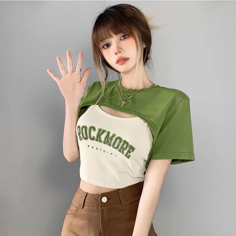 ÁO CROPTOP HAI MÓN CẶP IN ROC1