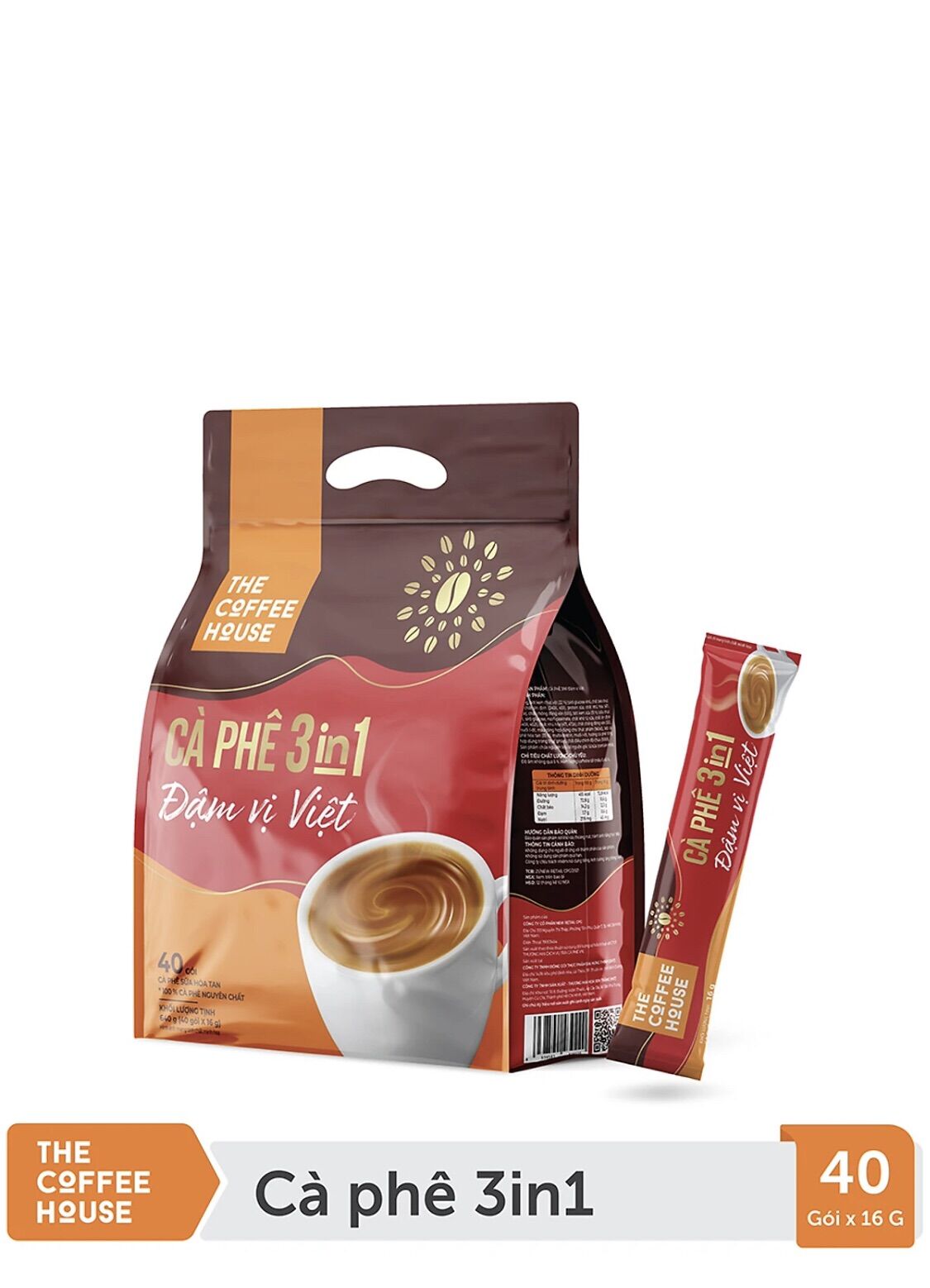 Cà phê 3IN1 Đậm vị Việt The Coffe House 40 gói x 16G