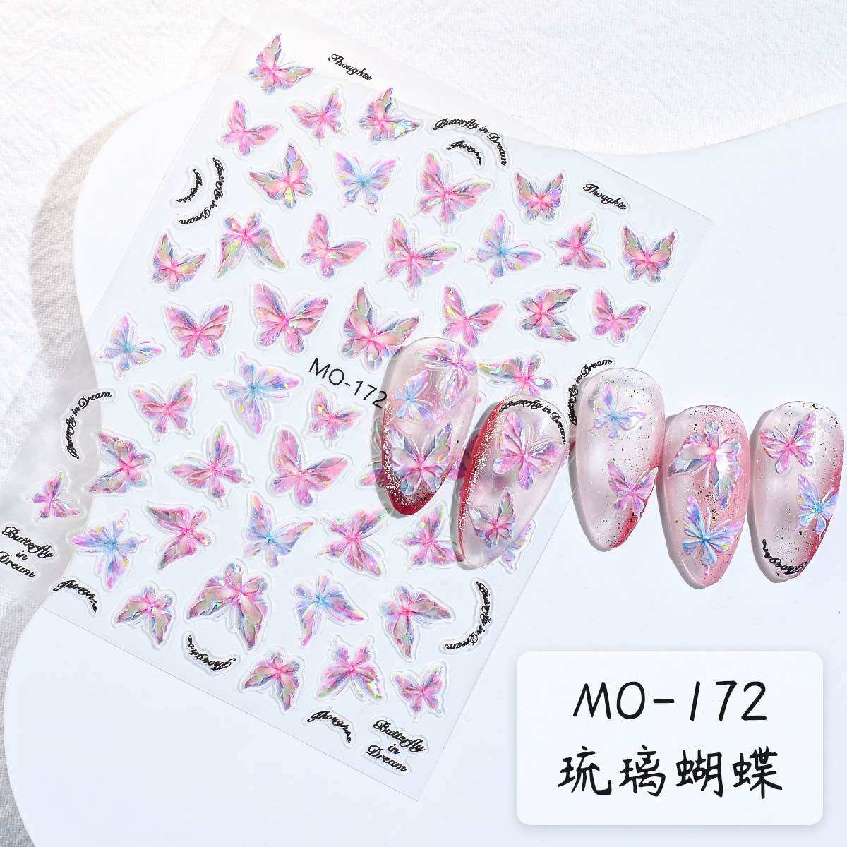 Sticker bướm ánh Hồng dán móng taysiêu xinh