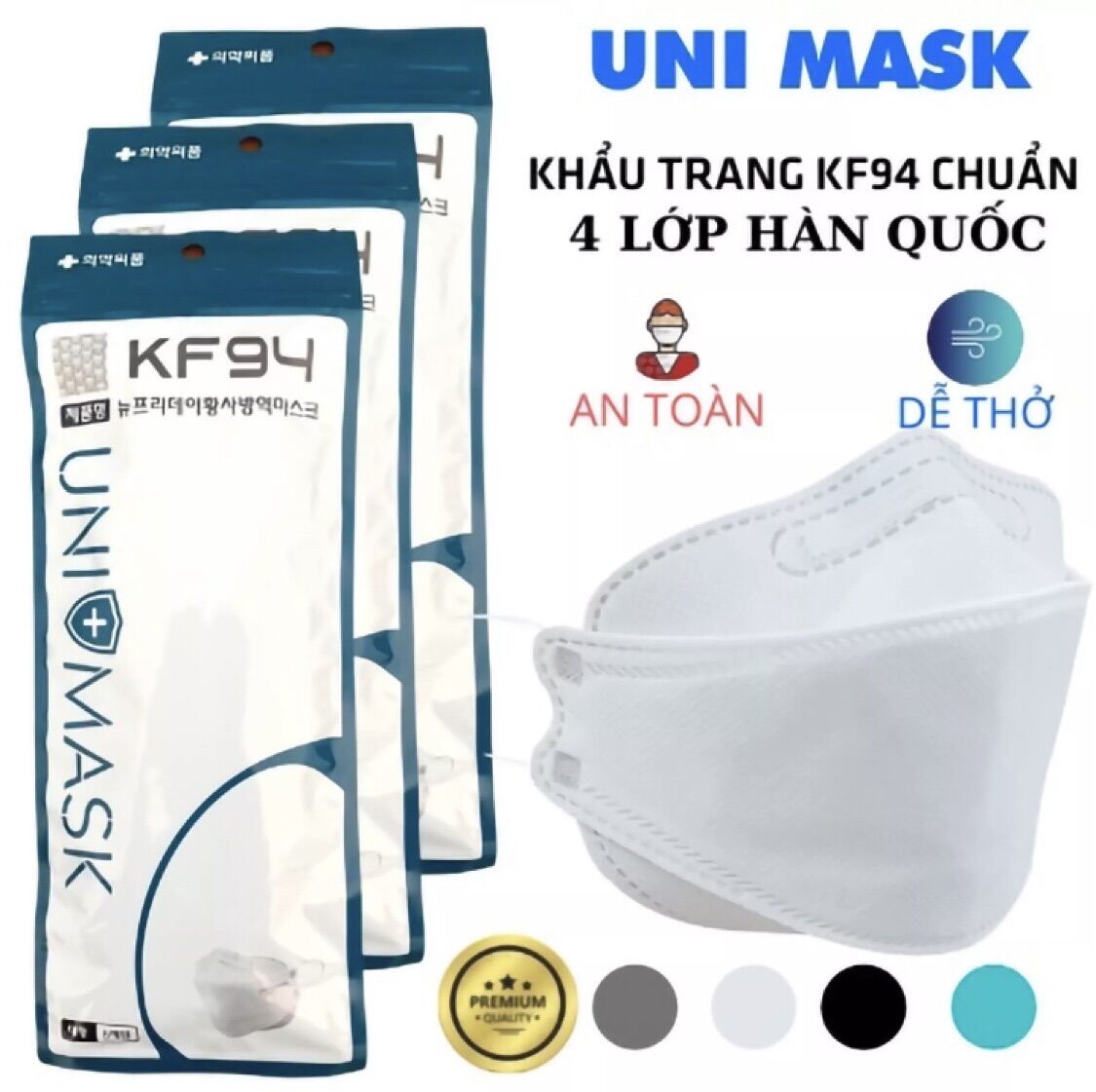 Set 50 Chiếc Khẩu Trang KF94 Unimask màu trắng