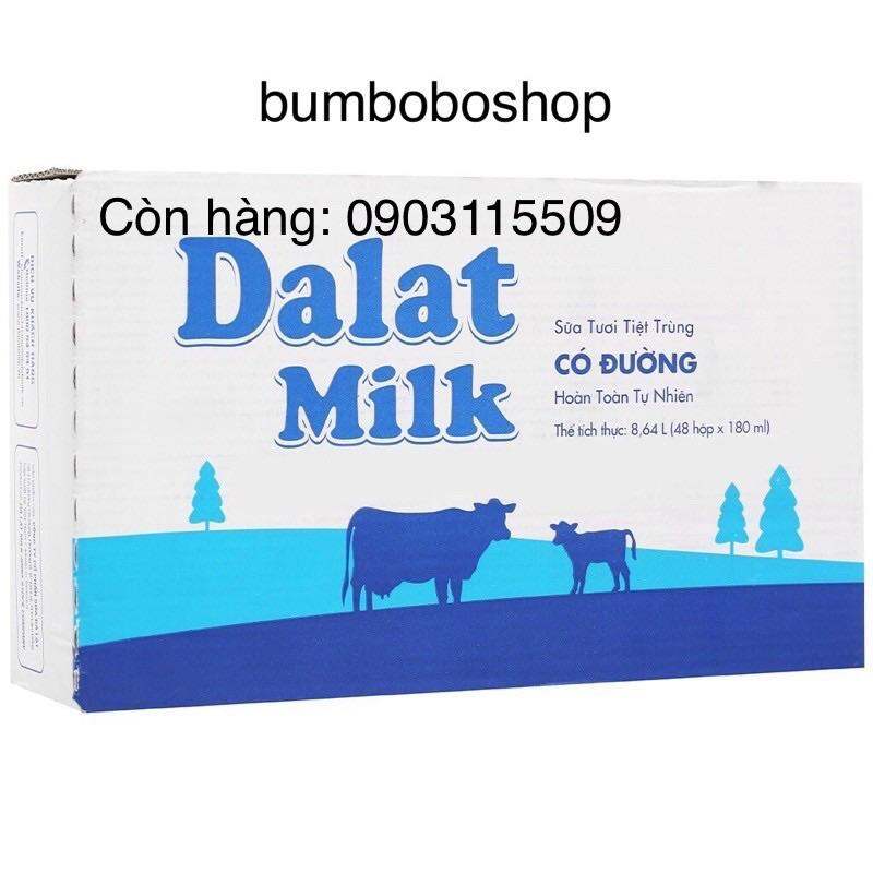 thùng 48 hộp sữa tươi DALAT MILK có đường (180ml/hộp)