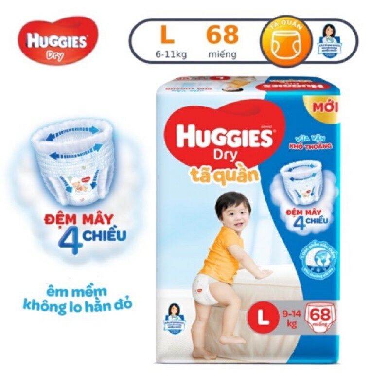 Tã bỉm quần Huggies L 68 + 8 miếng