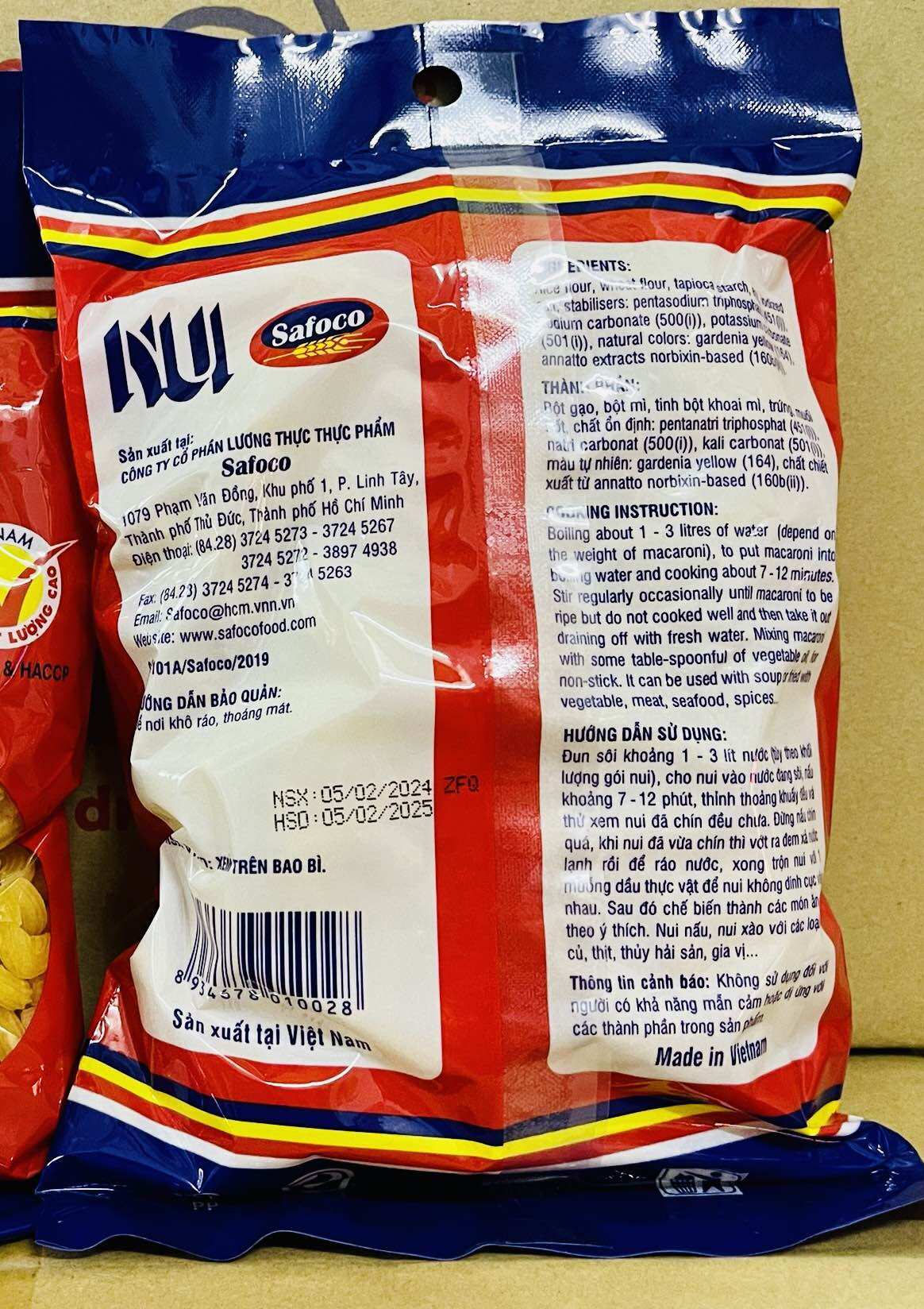 Nui ống/Nui sao/Nui chữ c Safoco gói (200g)