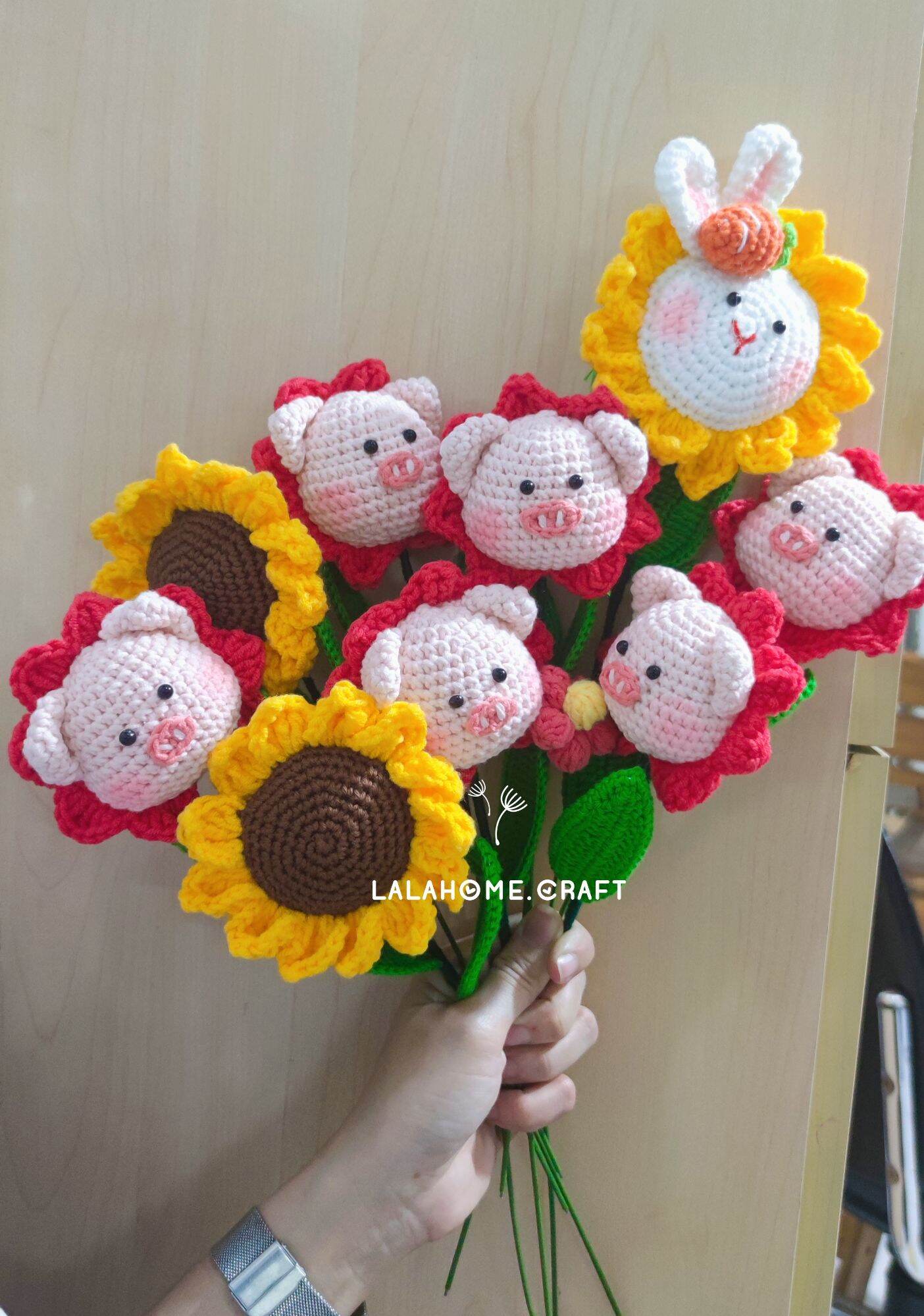 Hoa Len bé heo/hoa thỏ và phụ kiện (Ảnh Thật)