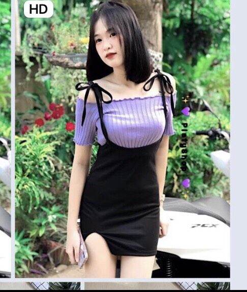 Sét đầm yếm 2 dây + áo bệt vai