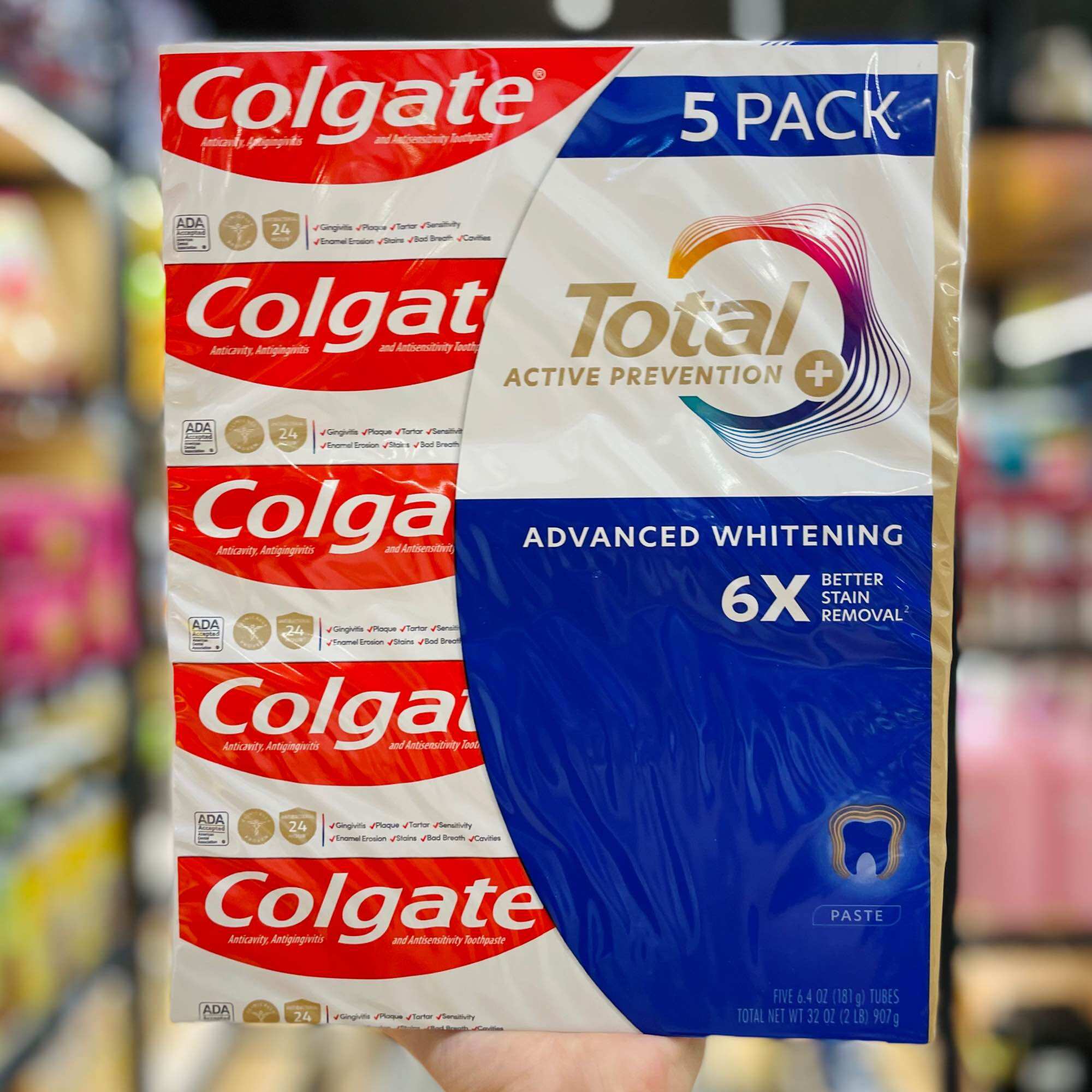 Colgate Total Sf Advanced Whitening Toothpaste 181g Imported from the Us Protects Bright White Teeth and Healthy Gums