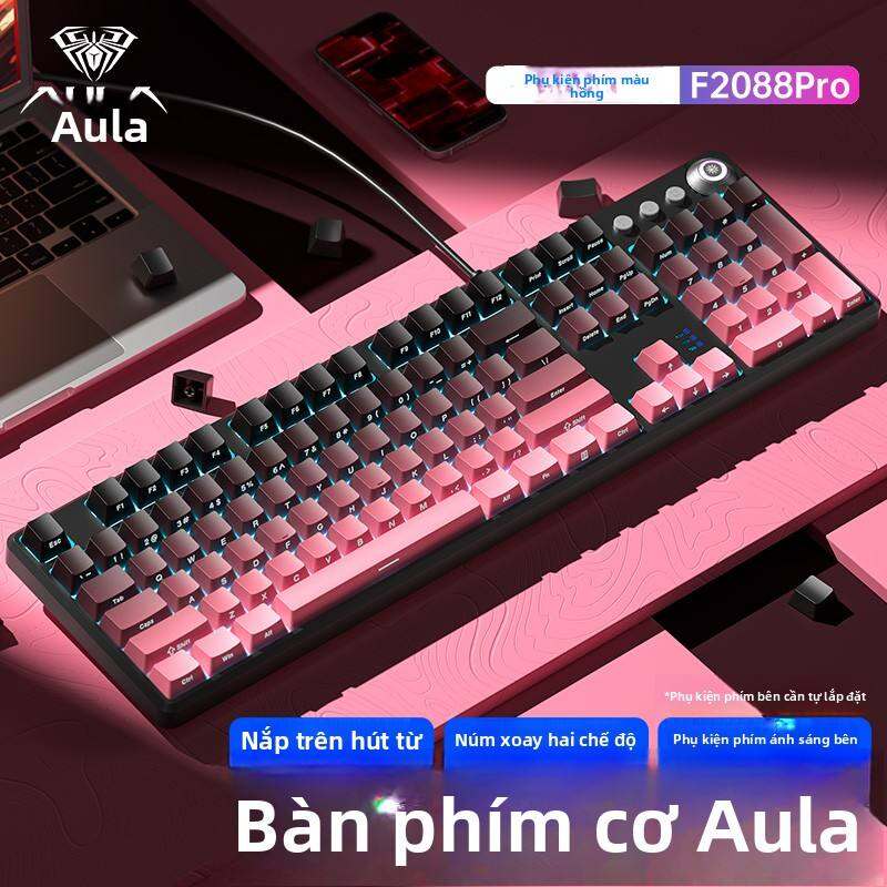 AULA | Bàn Phím Cơ Gaming Wolf Spider F2088 Có Dây 108 Phím, Kèm Chỗ Kê Cổ Tay Công Thái Học, Phím Cơ Cherry MX (hoặc tương đương)