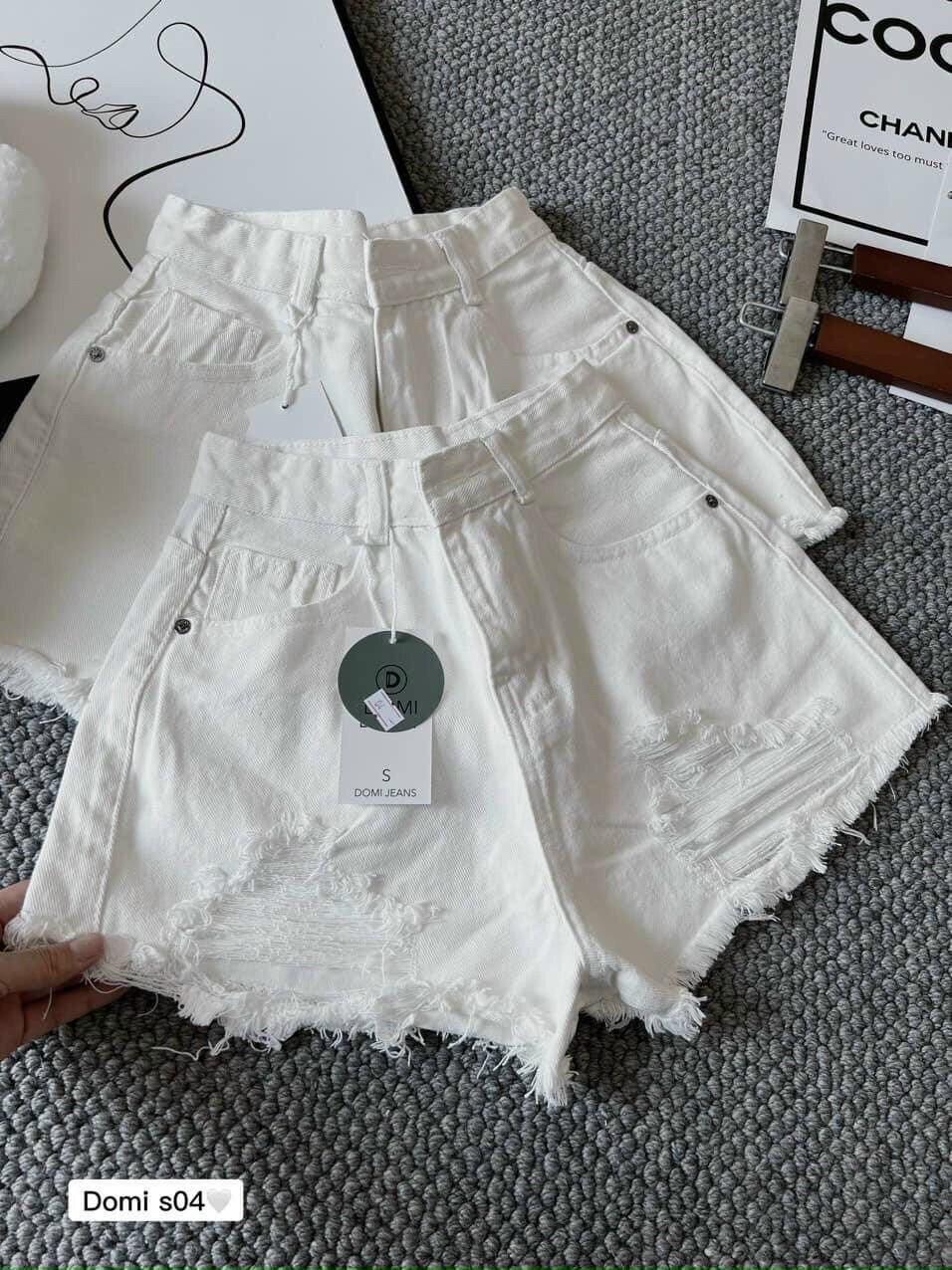 Quần short nữ lưng cao cào rách đùi