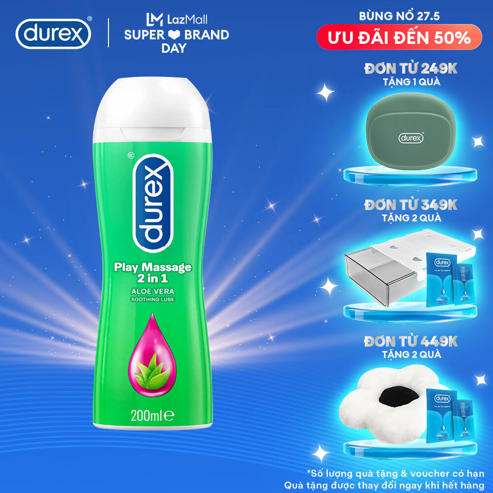 [27.5 - Voucher đến 60K] Gel bôi trơn Durex Play Massage gốc nước 200ml/chai