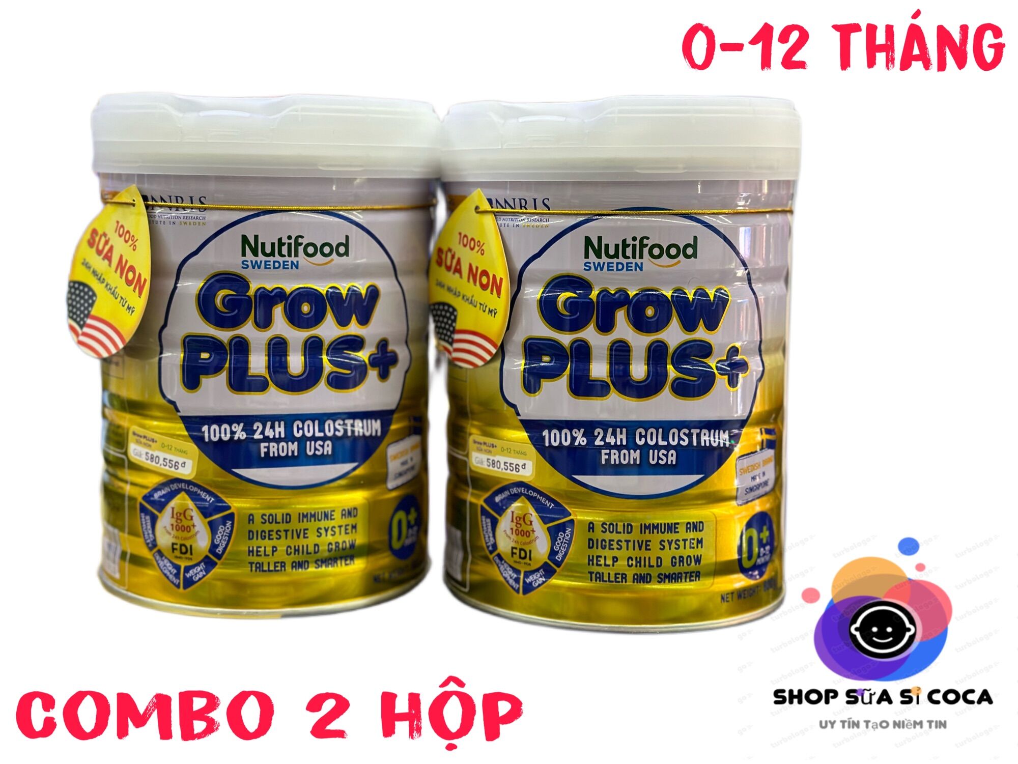 Combo 2 hộp Growplus Vàng 0+ 800gr sữa non Nutifood [date 2026]