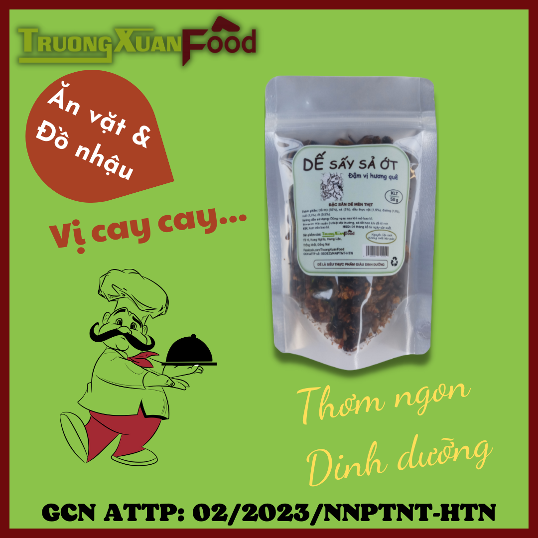 Dế sấy, dế sấy sả ớt, dế sấy cay giòn, thực phẩm sấy khô, thực phẩm khô ăn liền, ăn vặt, đồ nhậu - truong xuan food
