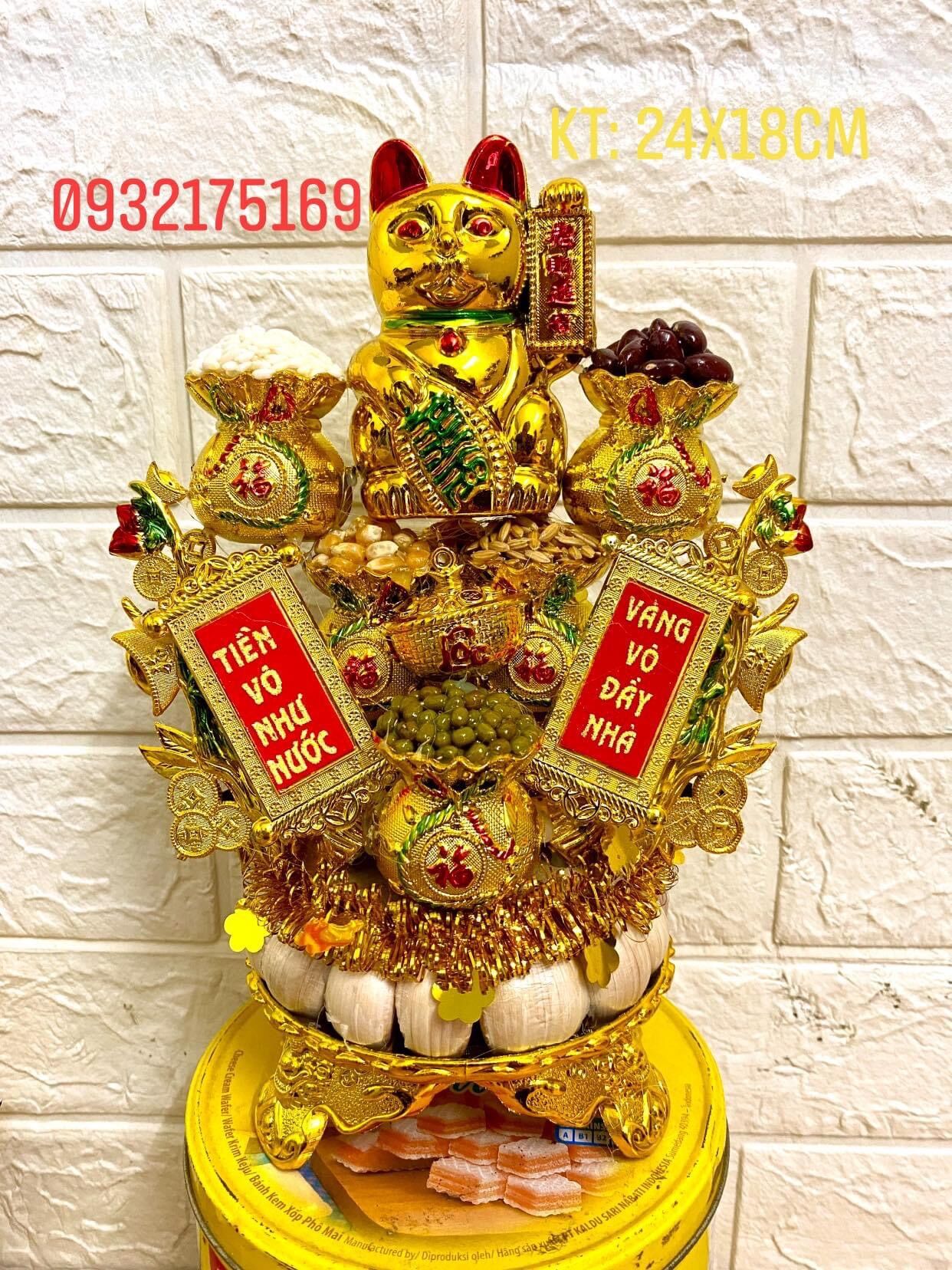 Tháp tỏi ngũ đậu túi vàng Ông Mèo Chiêu Tài