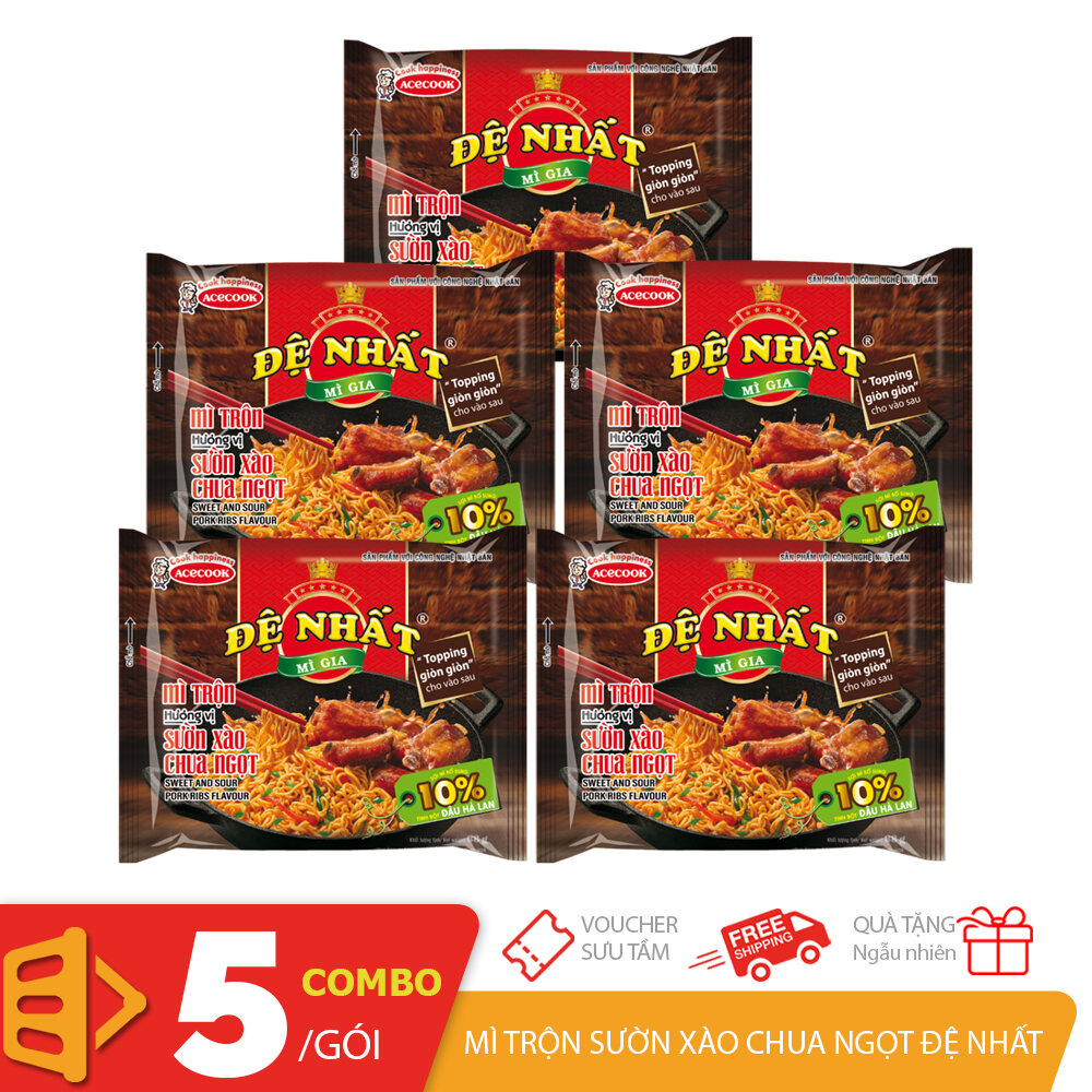 Combo 5 gói mì trộn sườn xào chua ngọt Đệ Nhất Aceccook