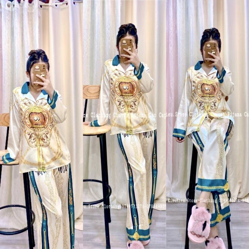 Đồ bộ mặc nhà , Pyjama Lụa Thiết Kế QC Mẫu Siêu Hot