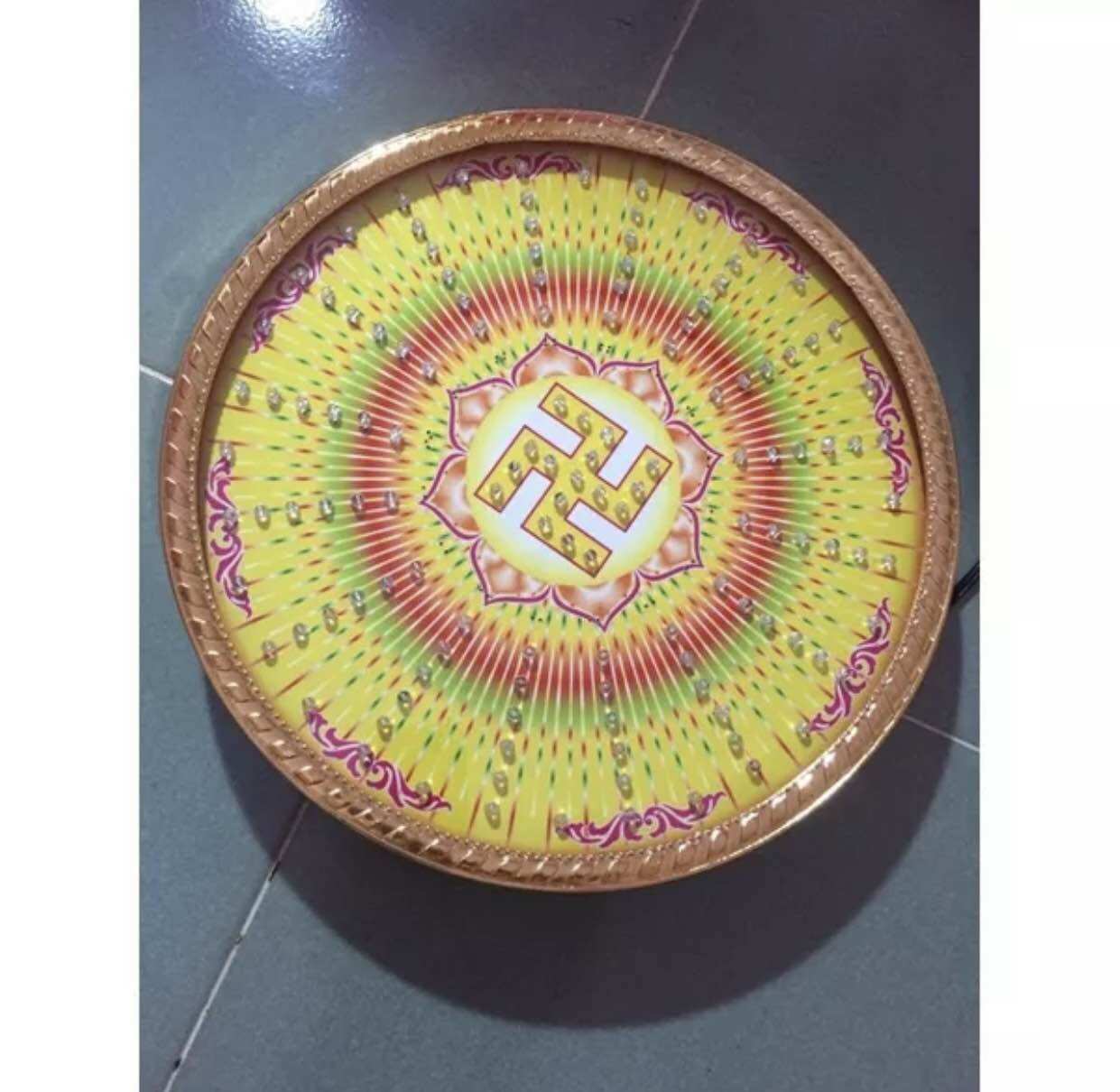 Đèn hào quang thờ phật, led siêu sáng 25cm, nền sen/vạn
