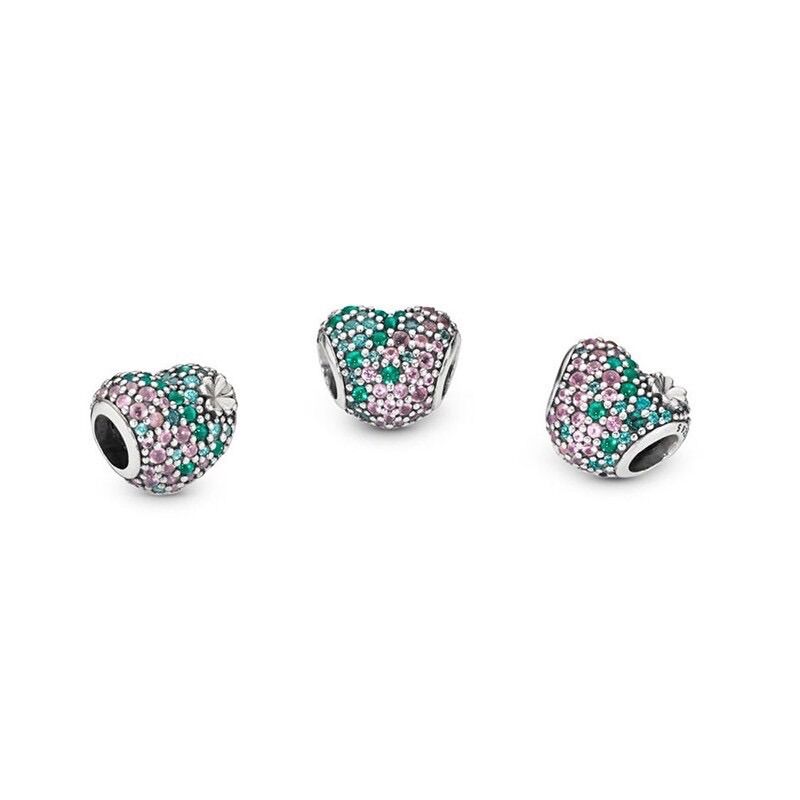 CHARM PAN ALE TIM ĐÍNH ĐÁ CỎ 4 LÁ MAY MẮN BẠC S925