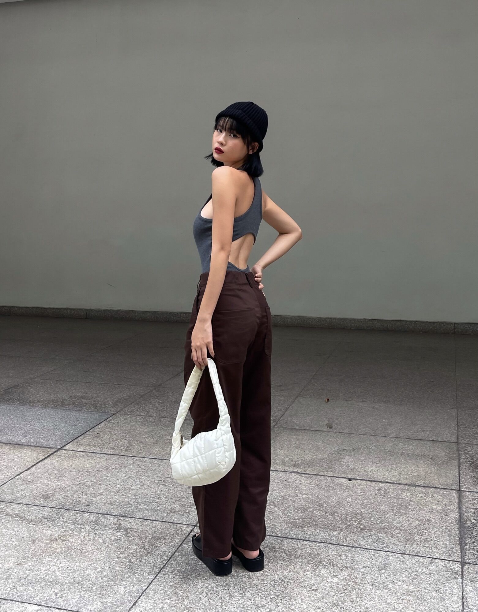 Áo liền quần thun gân Tobi bodysuit ba lỗ hở lưng