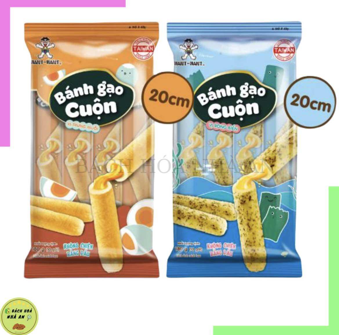 Bánh gạo cuộn trứng muối, bánh gạo cuộn phô mai want want 180gr