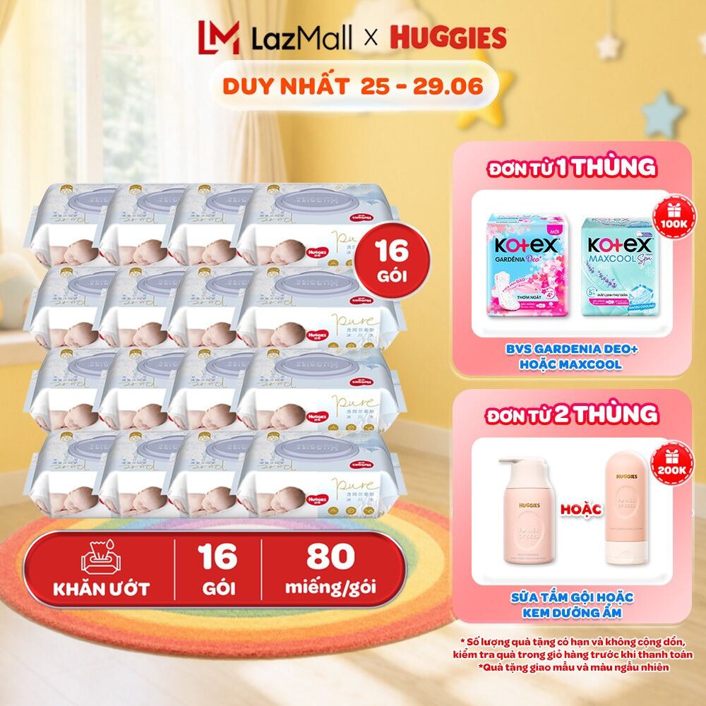 Thùng 8/16 gói Khăn ướt Huggies Golden Wet Wipes 80 miếng