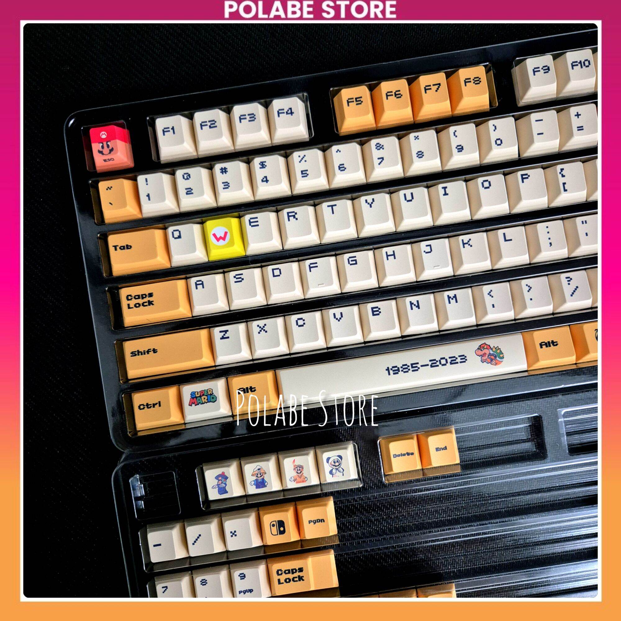 Keycap Mario Đỏ Vàng Cherry profile PBT bàn phím cơ Polabe Store
