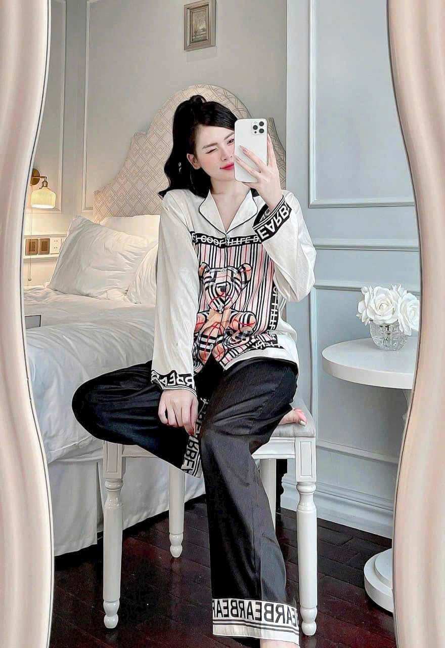 7 mẫu dưới 60kg - đồ bộ nữ pijama lụa xước mềm mại tay dài quần dài - mida house