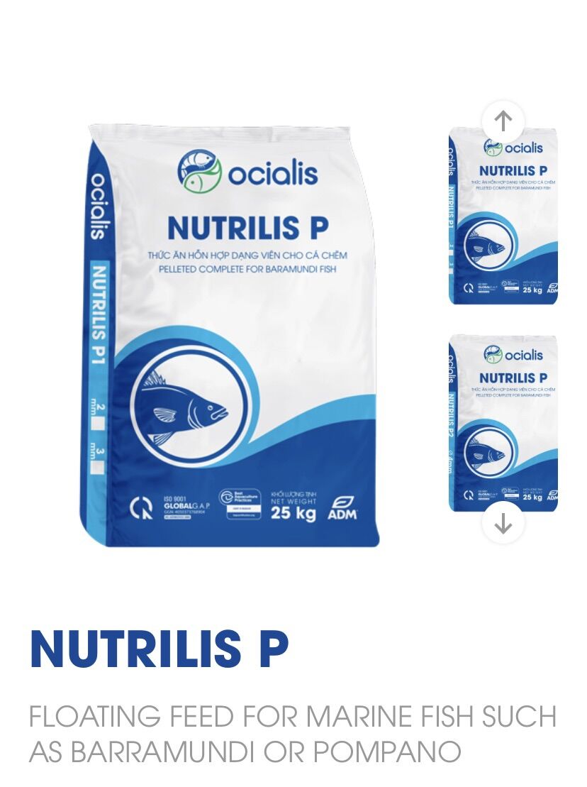 1kg cám cá nutrilis p của ocialis đạm cao 43% phù hợp cho cá koi , 2ly, 3ly, 4ly, 5ly, 6ly