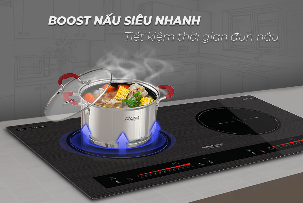 Bếp Từ Đôi Nhập Khẩu MALAYSIA SUNHOUSE SHB999PLUS