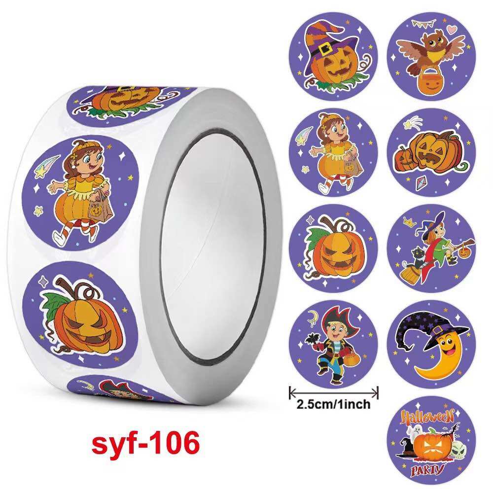 Cuộn sticker 500h dán mẫu Halloween, Noel độc đáo