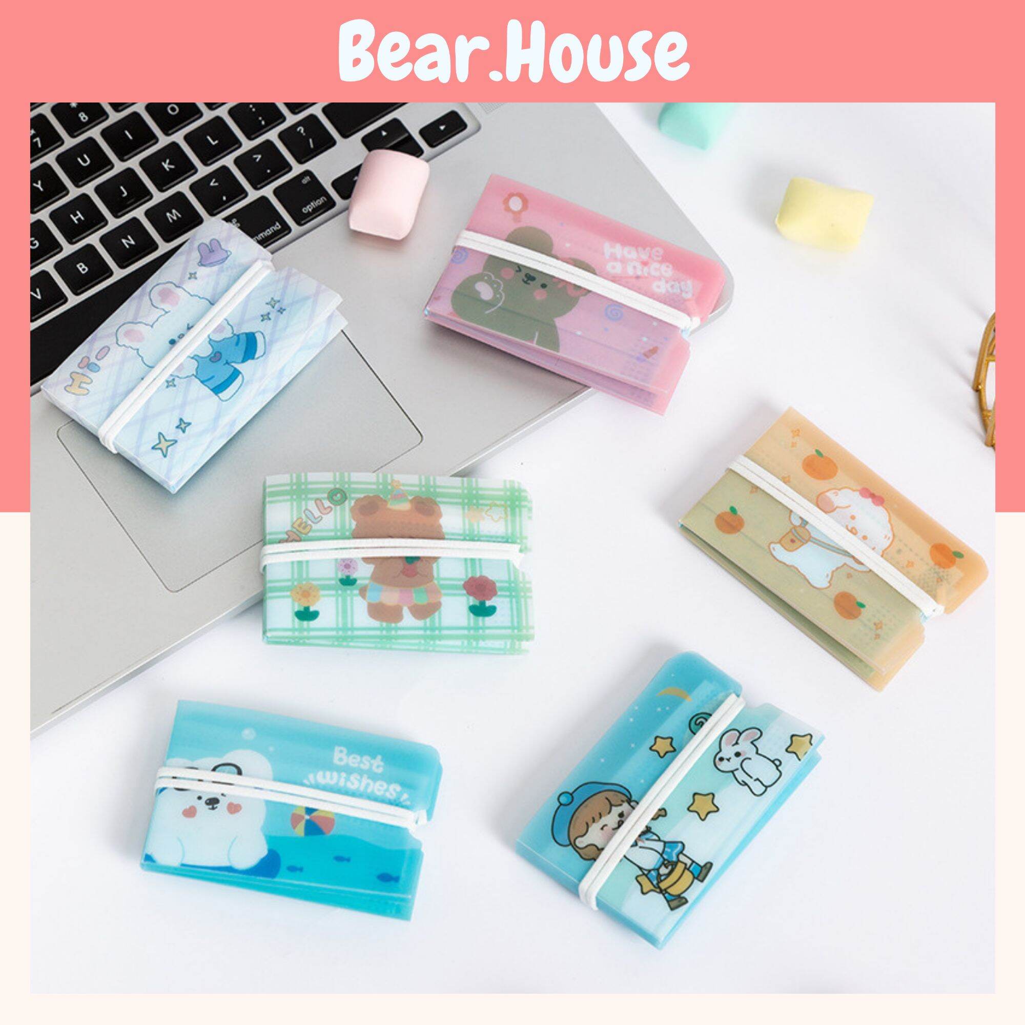 🍓Bảng Nhựa Gấp Bảo Quản Khẩu Trang Bỏ Túi Tạm Thời Bear.House