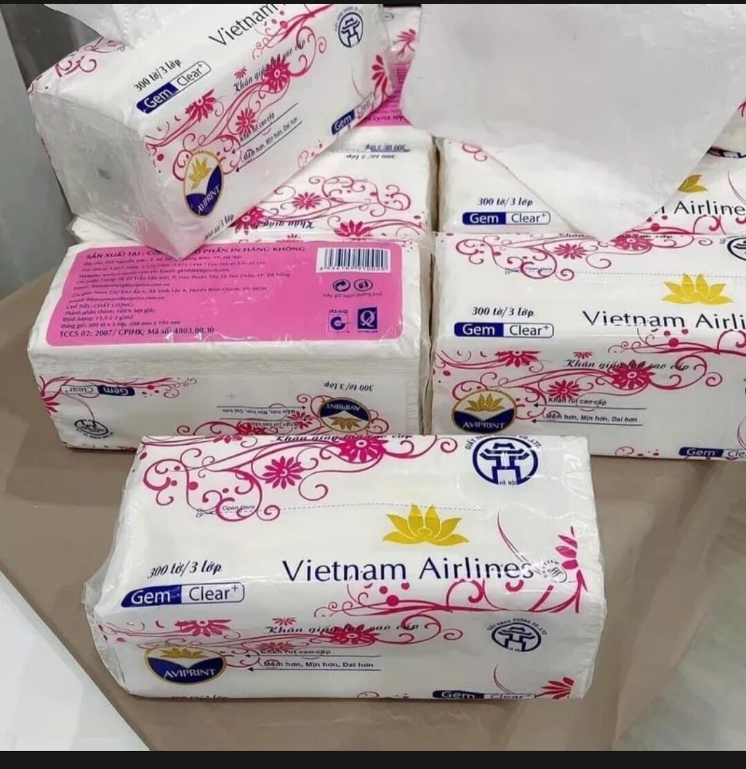 Combo 1 Thùng 40 bịch khăn giấy lụa rút Vietnam airlines 3 lớp