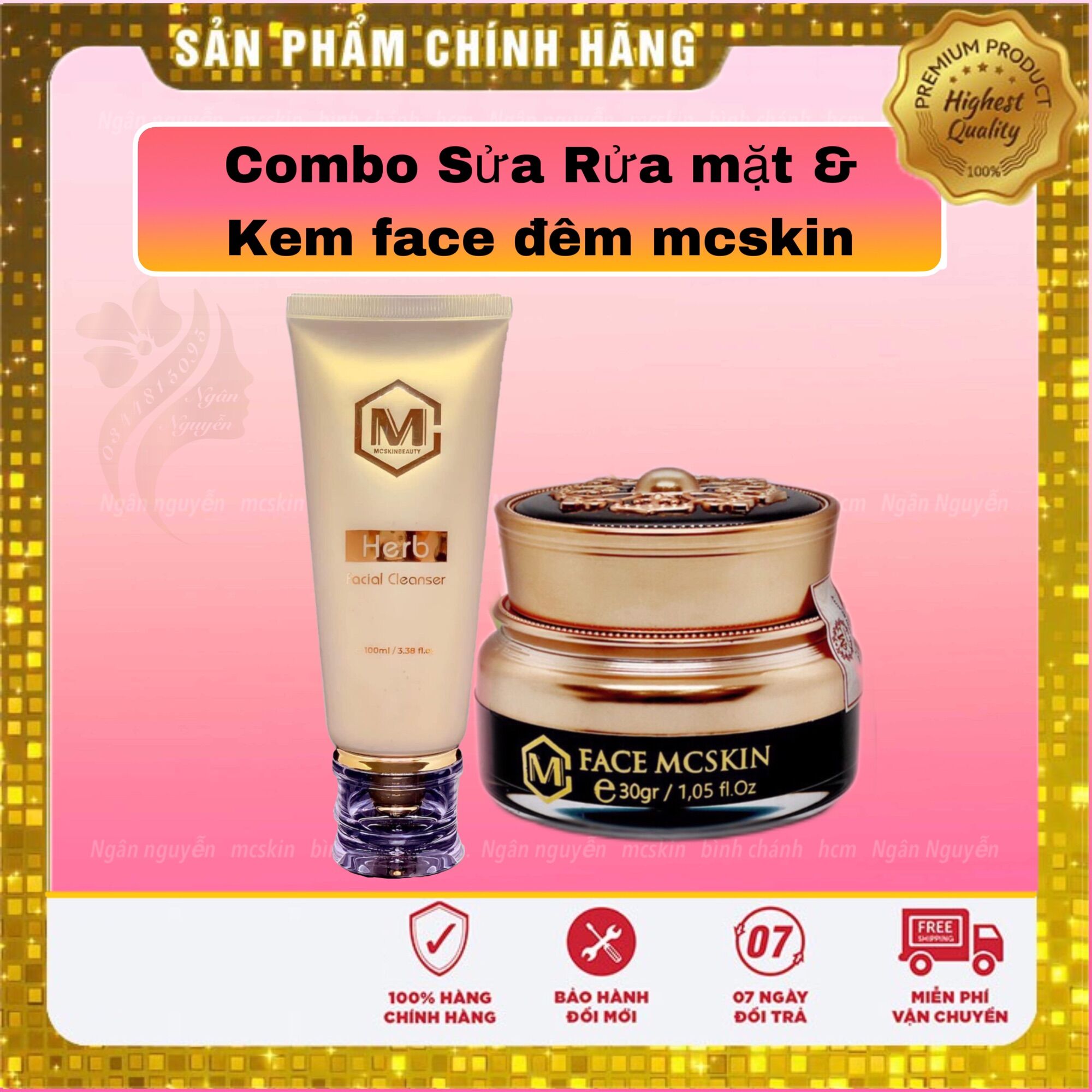 Combo sửa rửa mặt & kem face đêm mcskin
