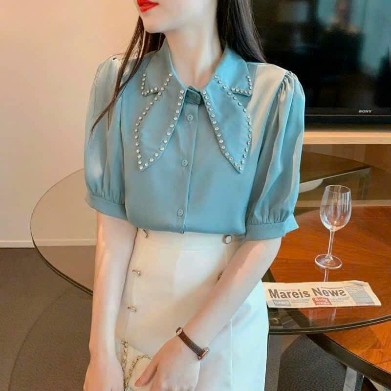 Áo nữ xinh xắn sơ mi tay phồng