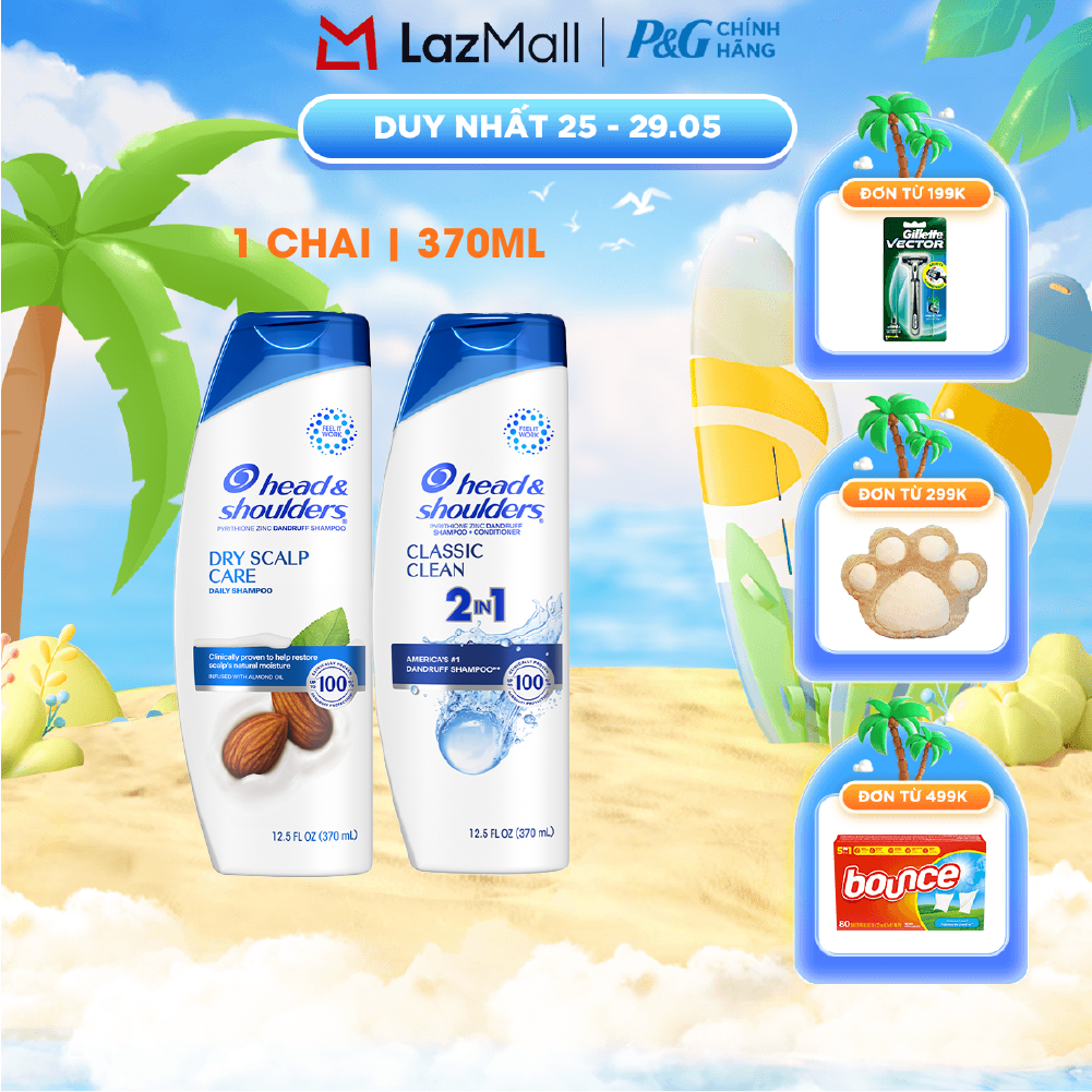 Dầu Gội HEAD  SHOULDERS Nhập Khẩu Mỹ Sạch Gàu Hương Dry Scalp Care/ Classic Clean Chai 370ML