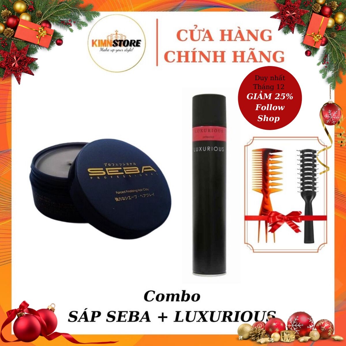Combo Sáp vuốt tóc Seba & Gôm xịt tóc Butterfly Shadow 320ml, keo xịt tóc nam