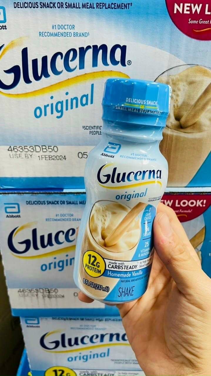 Thùng 24 chai sữa nước glucerna original bổ sung khoáng chất và năng lượng cho người tiểu đường date 2/24