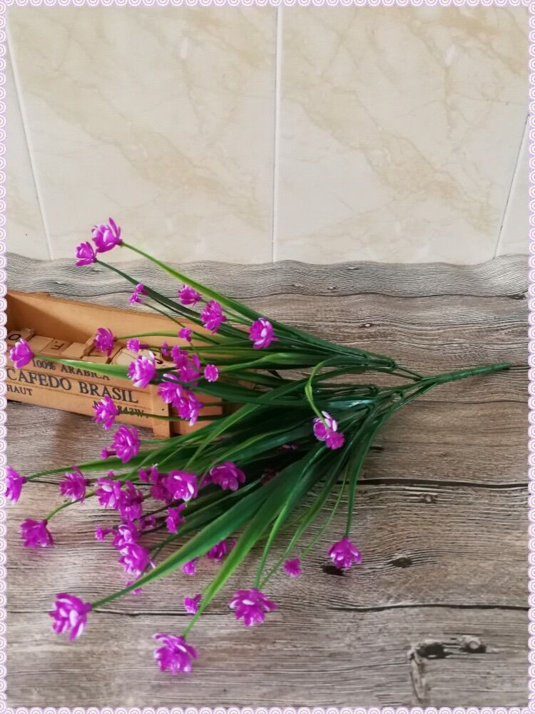 Cụm hoa giả cắm trang trí cắm điểm chậu hoa lan handmade S0695 (cỏ hoa đá)